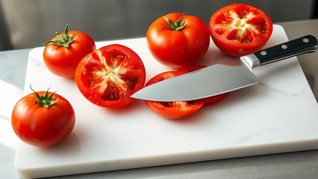 chop tomatoes into quarters