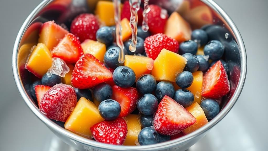 cleanse frozen fruit completely