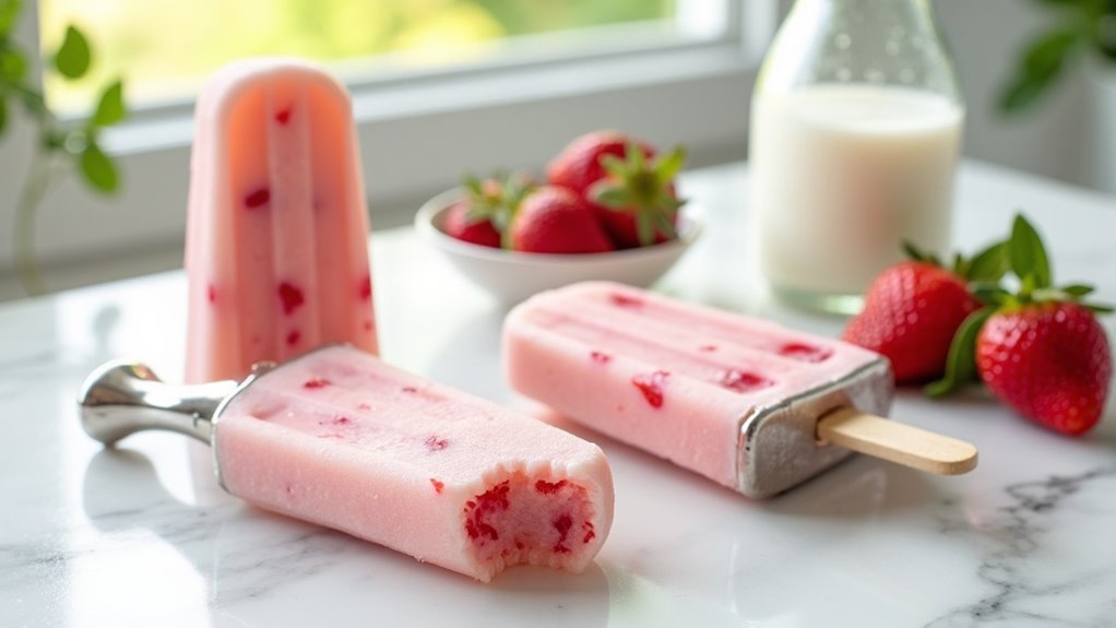 strawberry vanilla ice pops