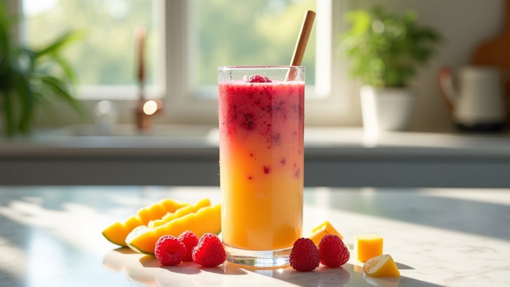 raspberry mango morning smoothie bliss