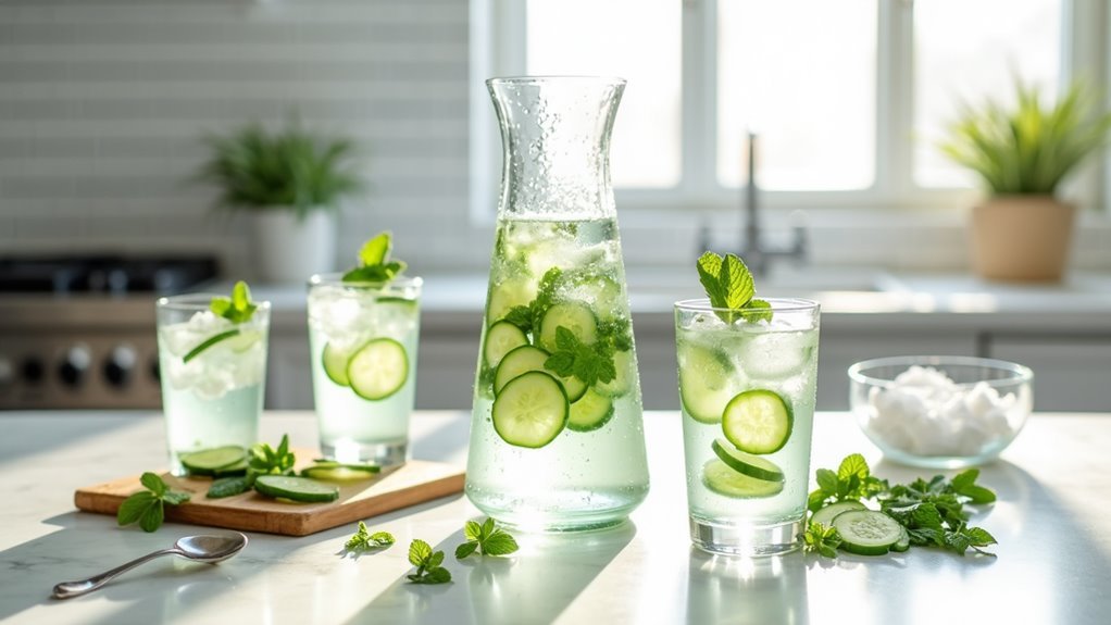 refreshing cucumber mint beverage